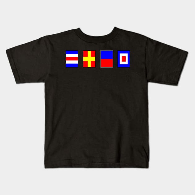 CREW SPELT OUT IN NAUTICAL FLAGS Kids T-Shirt by sailorsam1805